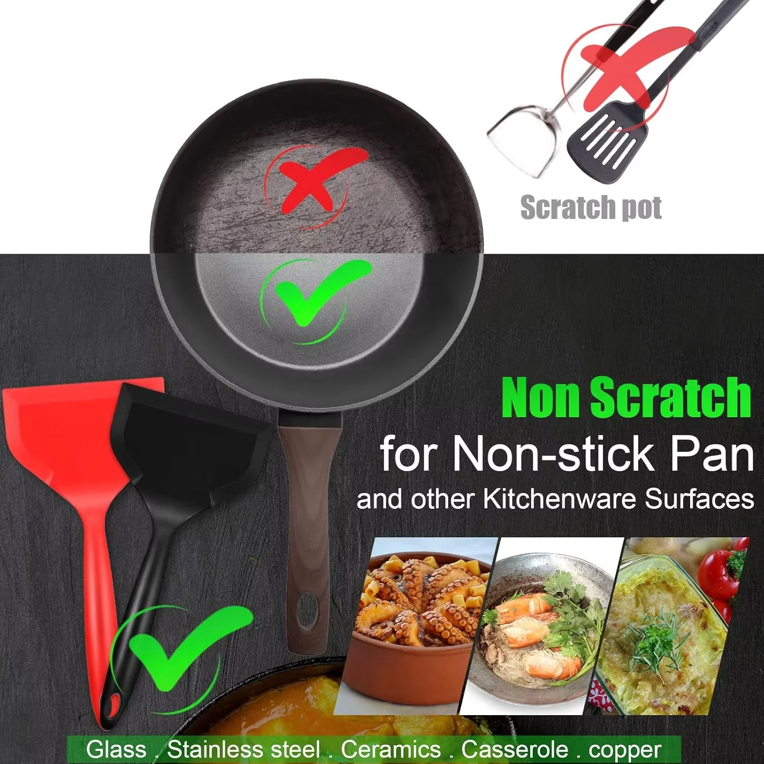 Non-Stick Pan Spatula, Silicon - огляд і ціна Okonomiyaki Spatula